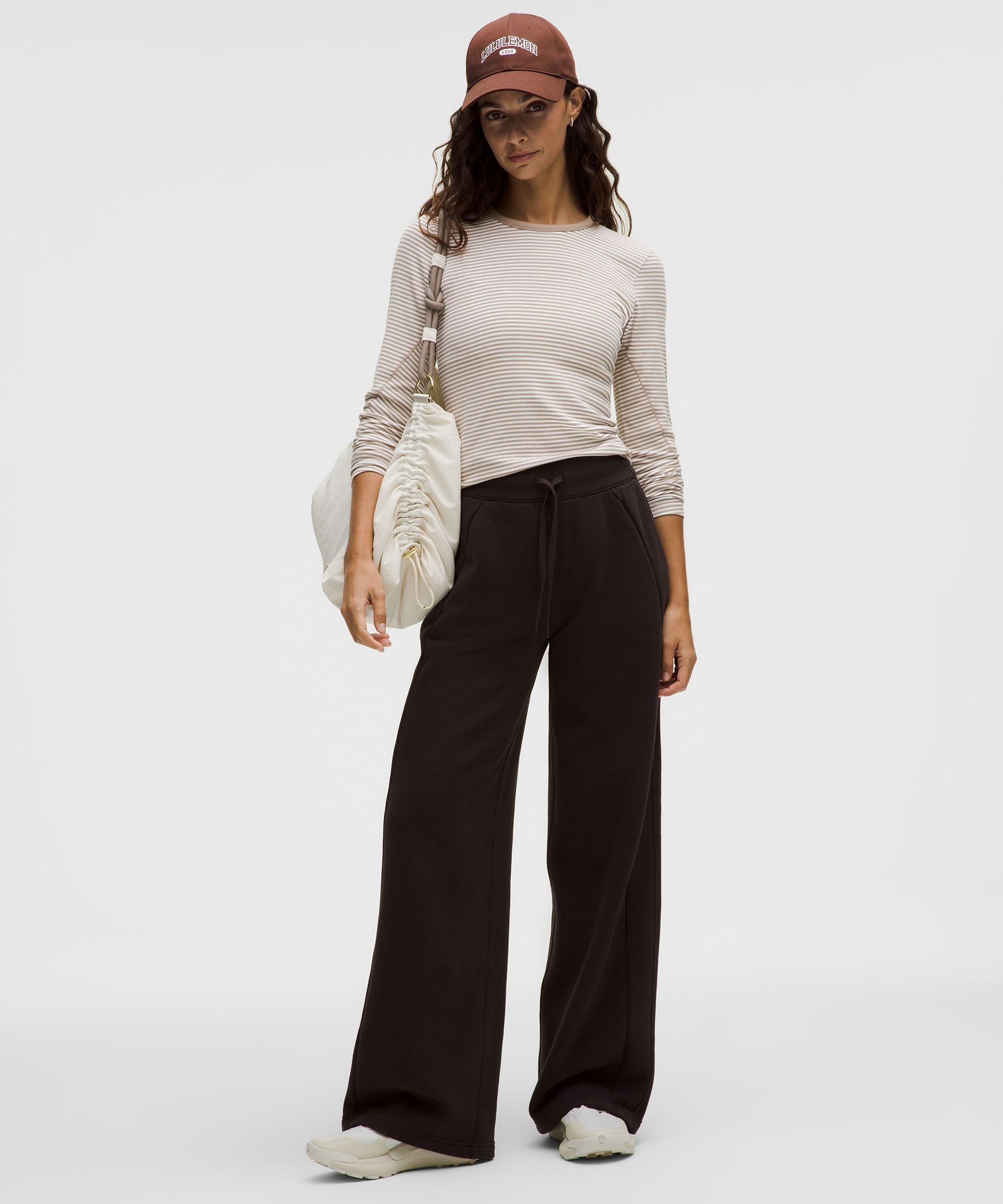 Lululemon Hold Tight Long-Sleeve Shirt Minute Stripe Nutmeg White