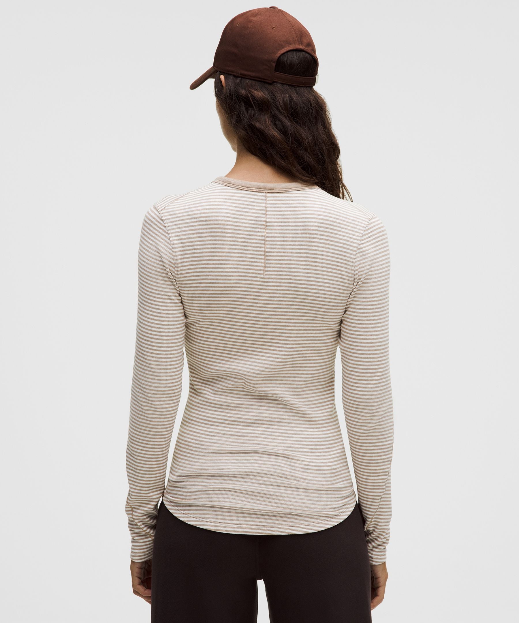 Lululemon Hold Tight Long-Sleeve Shirt Minute Stripe Nutmeg White