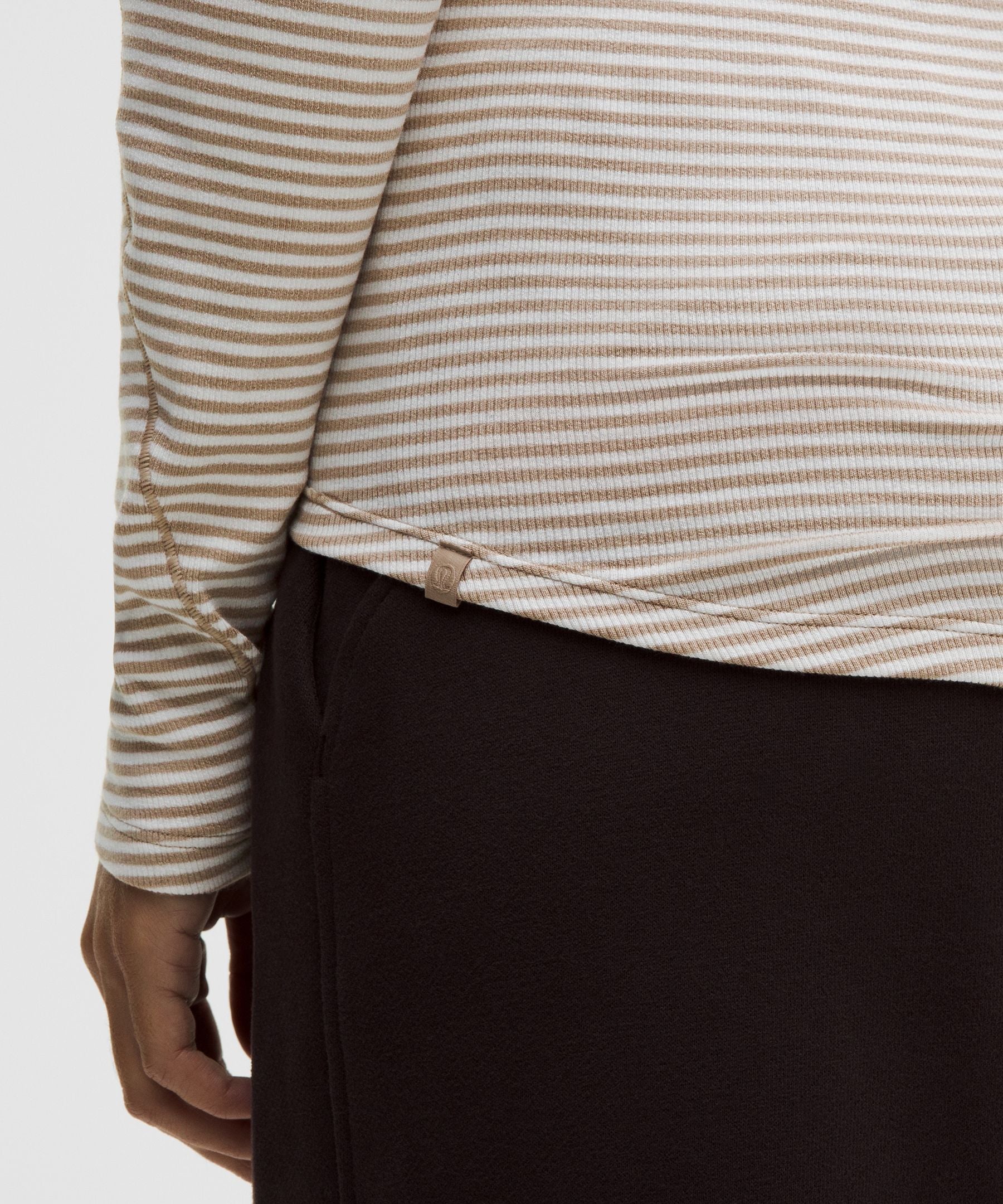 Lululemon Hold Tight Long-Sleeve Shirt Minute Stripe Nutmeg White