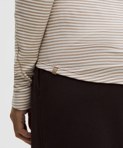 Lululemon Hold Tight Long-Sleeve Shirt Minute Stripe Nutmeg White
