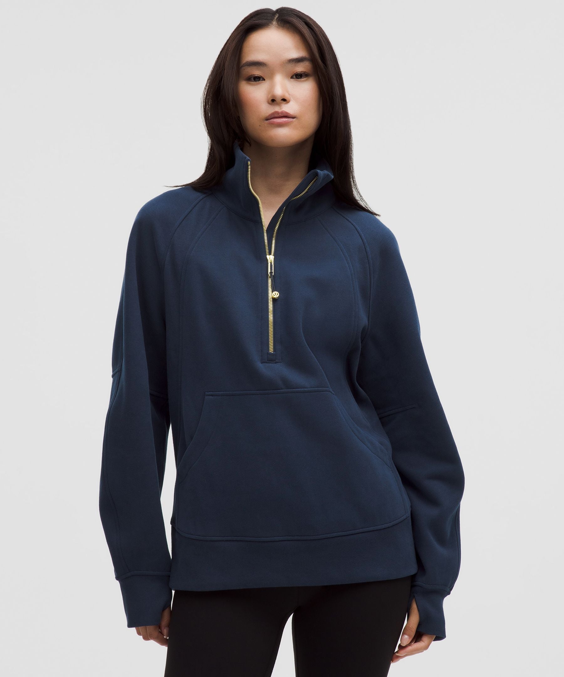 Lululemon Scuba Oversized Funnel-Neck Half Zip *Long Club Blue/Gold