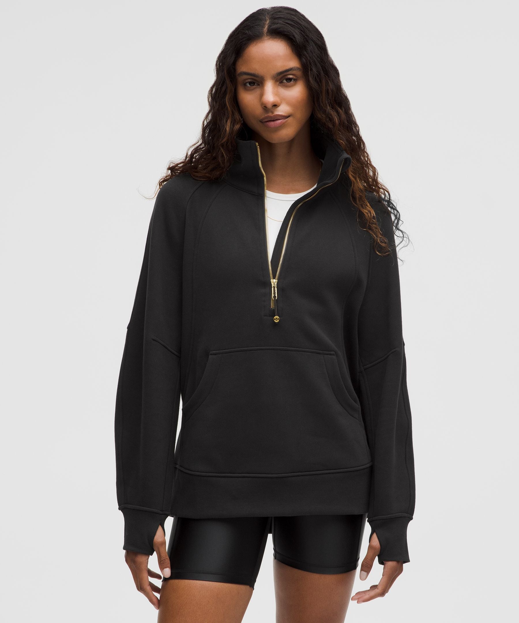 Lululemon Scuba Oversized Funnel-Neck Half Zip *Long Black/Gold