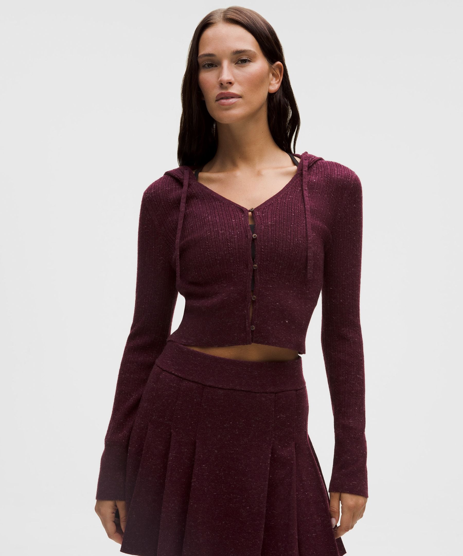 Lululemon Micro Cable Merino Wool Hooded Cardigan