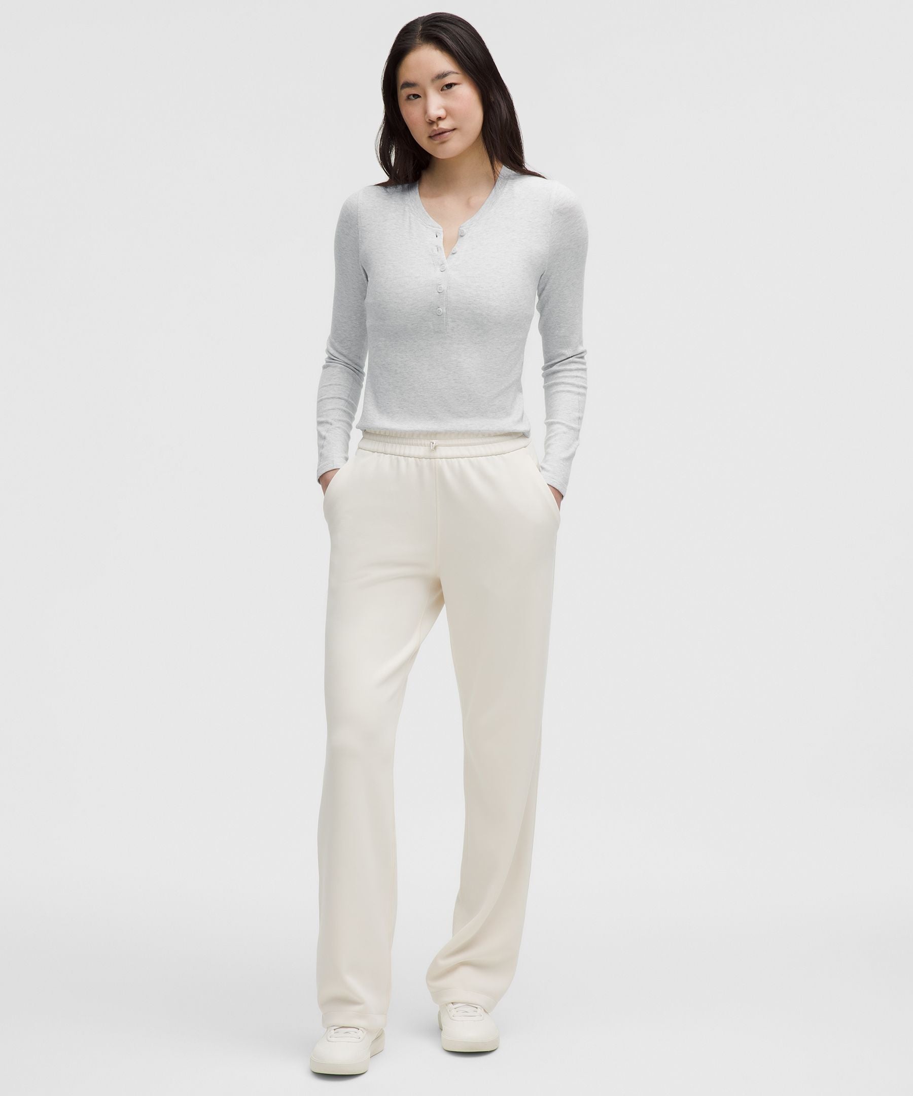 Lululemon Hold Tight Long-Sleeve Henley Heathered Core Ultra Light Grey