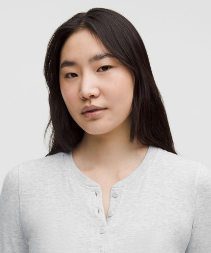 Lululemon Hold Tight Long-Sleeve Henley Heathered Core Ultra Light Grey