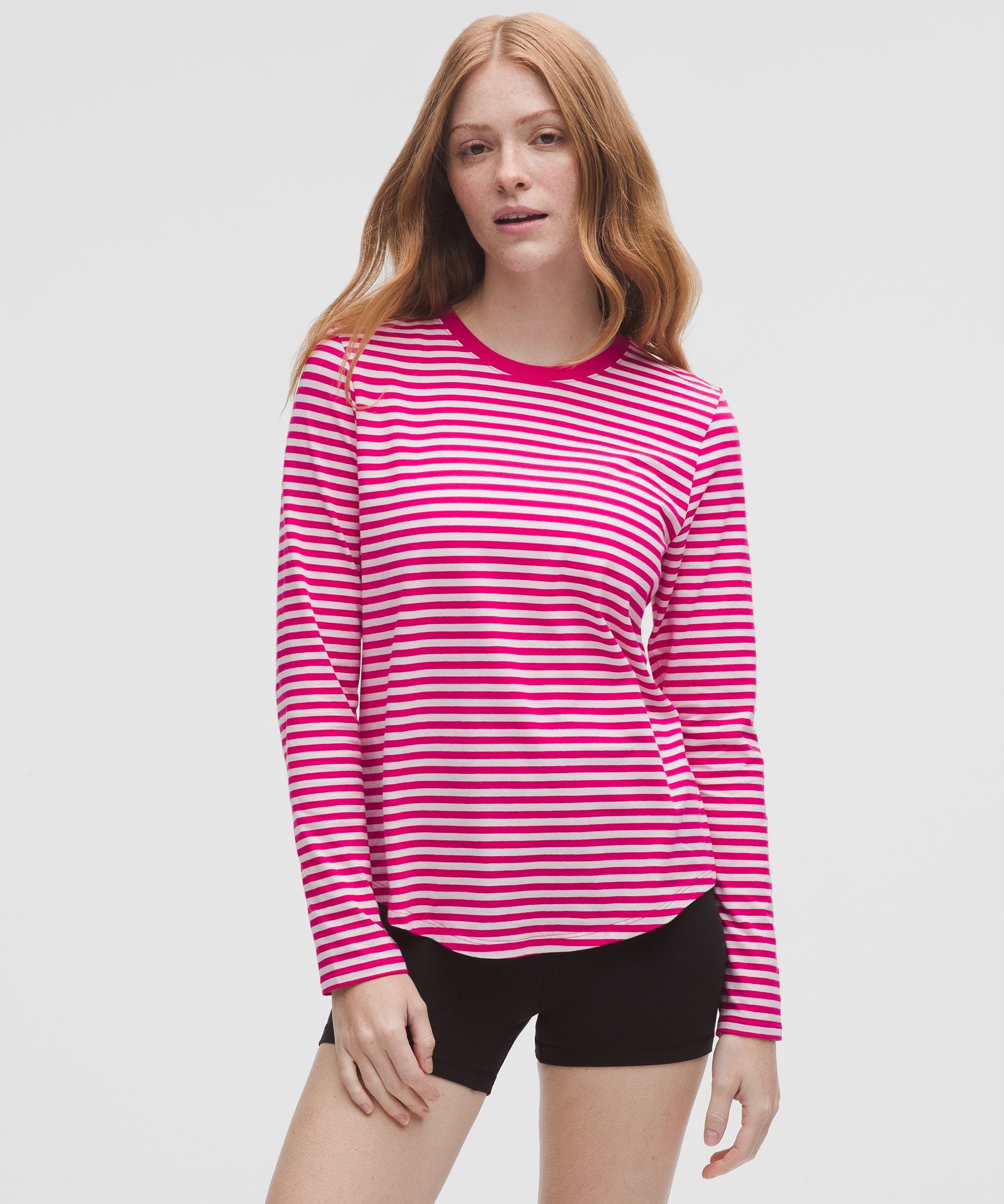 Lululemon Love Long-Sleeve Shirt Narrow Bold Stripe Calypso Pink Blissful Pink