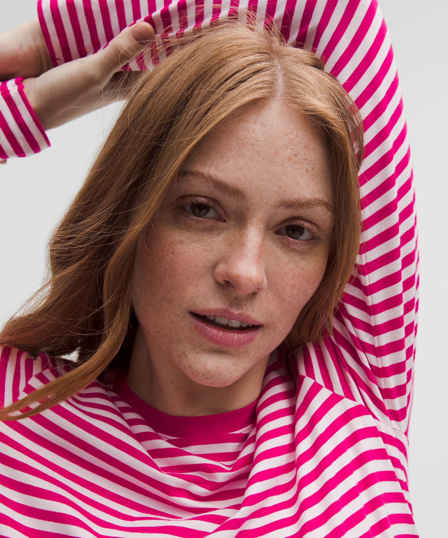 Lululemon Love Long-Sleeve Shirt Narrow Bold Stripe Calypso Pink Blissful Pink