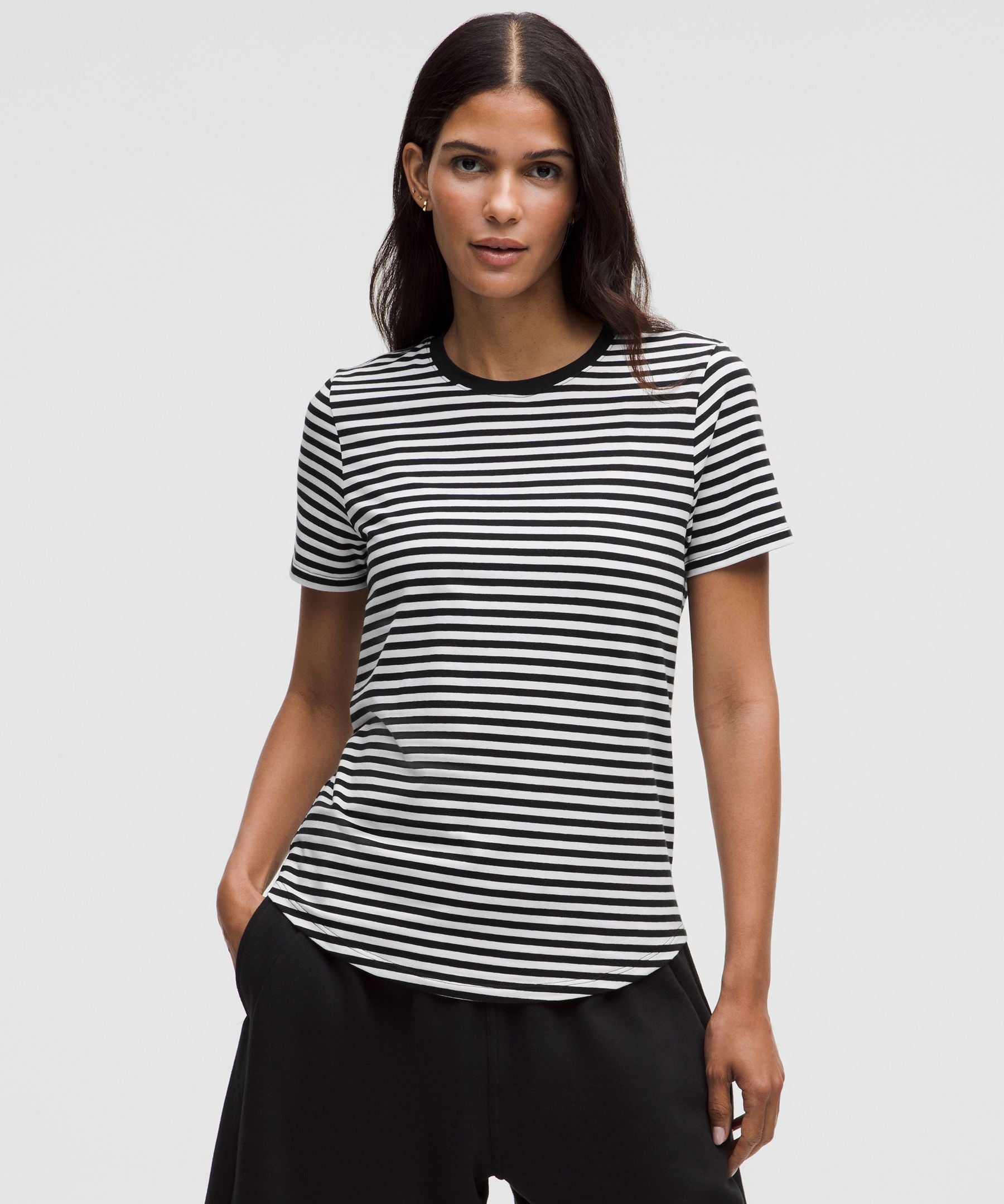 Lululemon Love Crewneck T-Shirt Narrow Bold Stripe Black White