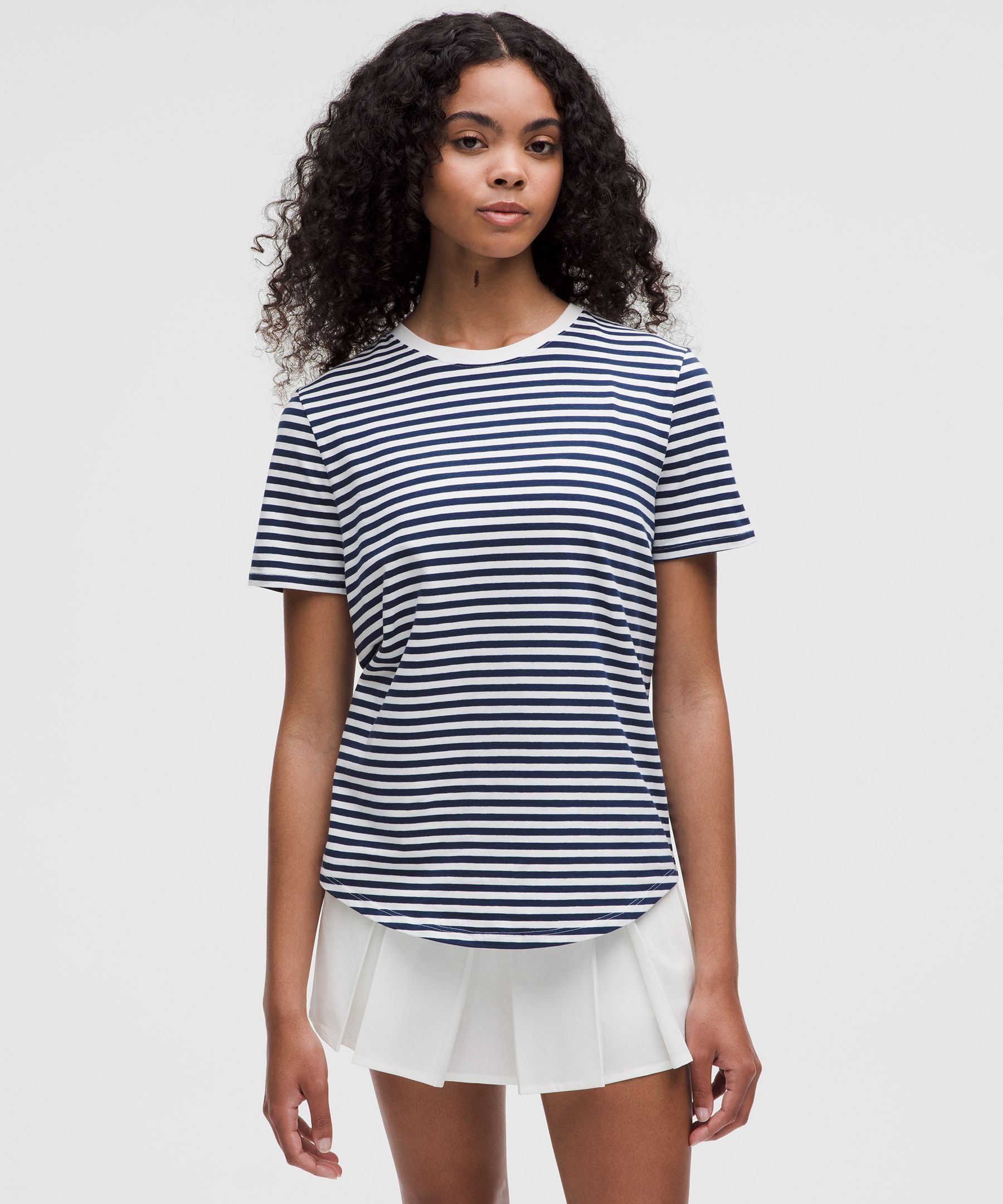 Lululemon Love Crewneck T-Shirt Narrow Bold Stripe Club Blue White