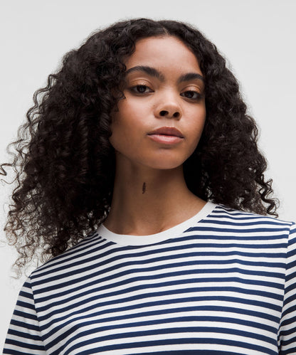 Lululemon Love Crewneck T-Shirt Narrow Bold Stripe Club Blue White