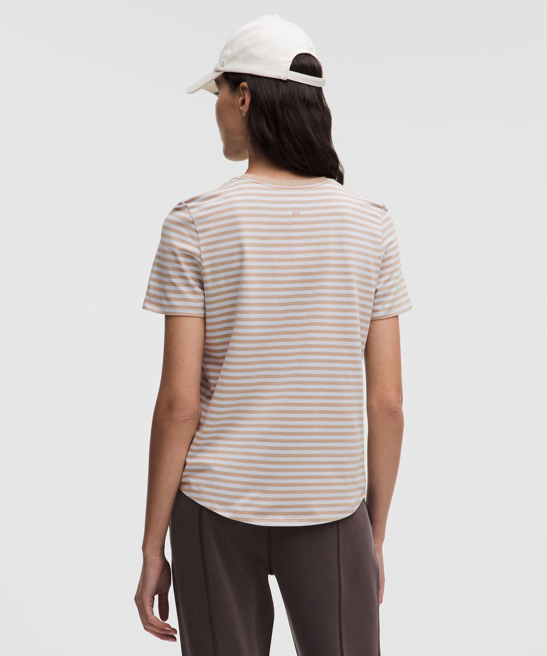 Lululemon Love Crewneck T-Shirt Narrow Bold Stripe Nutmeg Serene Blue