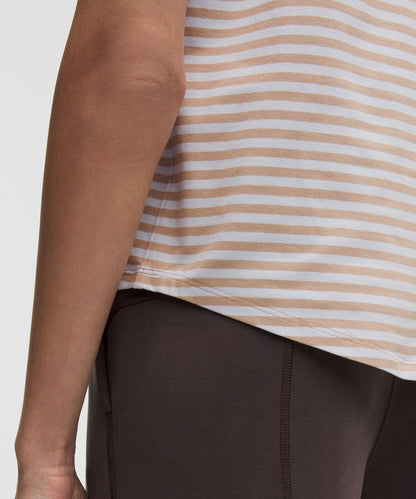 Lululemon Love Crewneck T-Shirt Narrow Bold Stripe Nutmeg Serene Blue