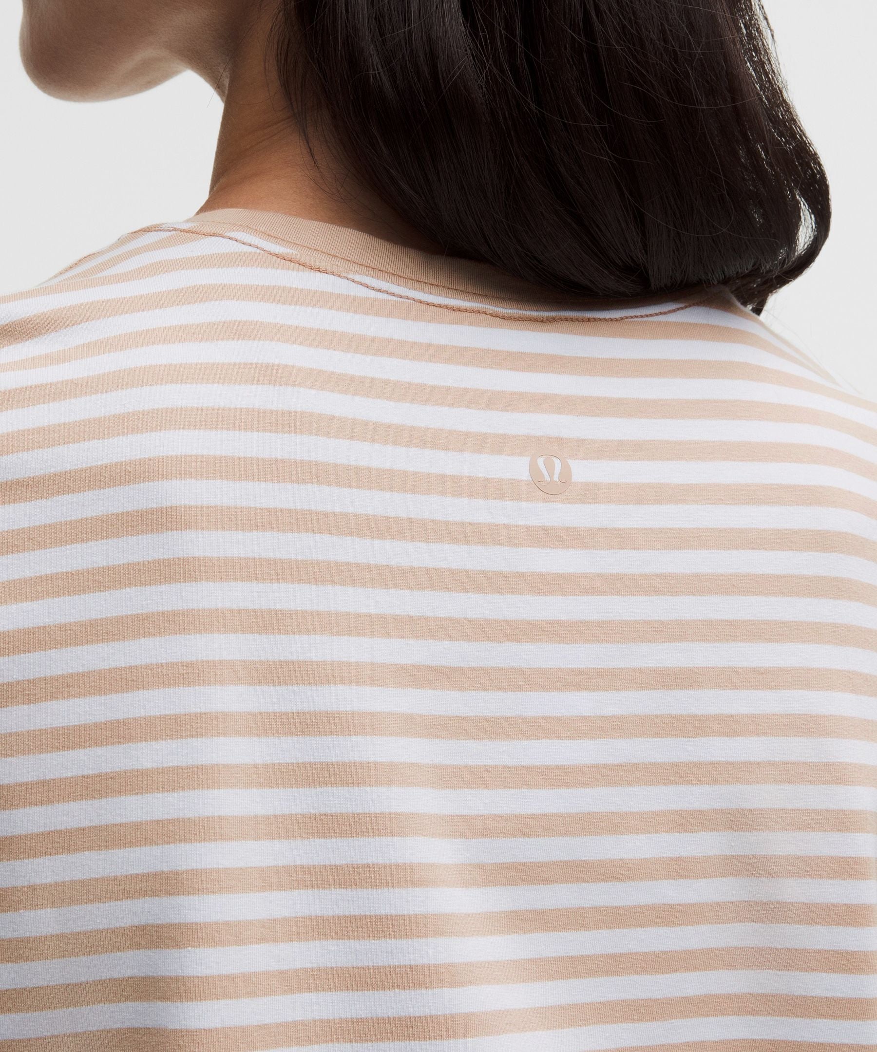 Lululemon Love Crewneck T-Shirt Narrow Bold Stripe Nutmeg Serene Blue