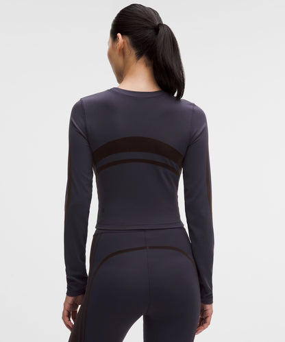 Lululemon Women's Wunder Train Cropped Long-Sleeve Shirt *Flocked