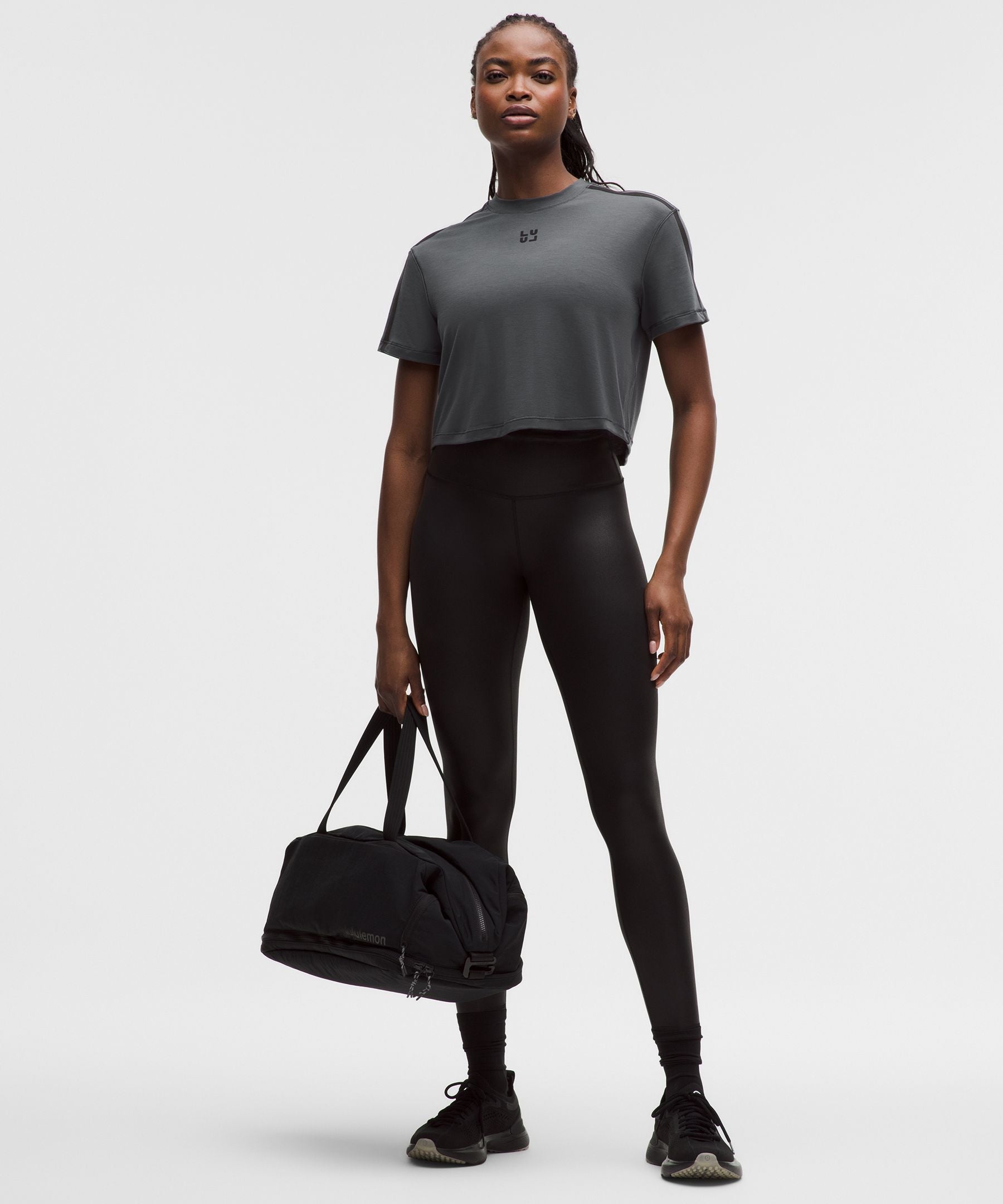 Lululemon Women's Jersey Training Cropped Short-Sleeve Shirt *Flocked