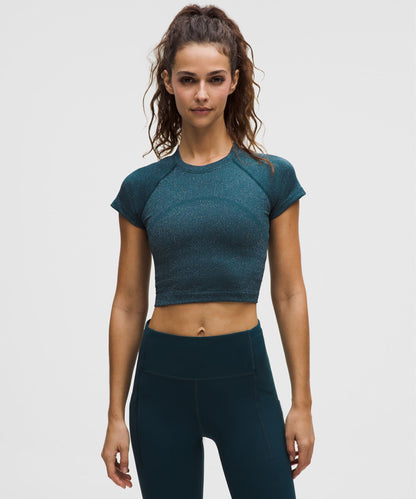 Lululemon Women's Swiftly Tech Cropped Short-Sleeve Shirt 2.0 *Sparkle