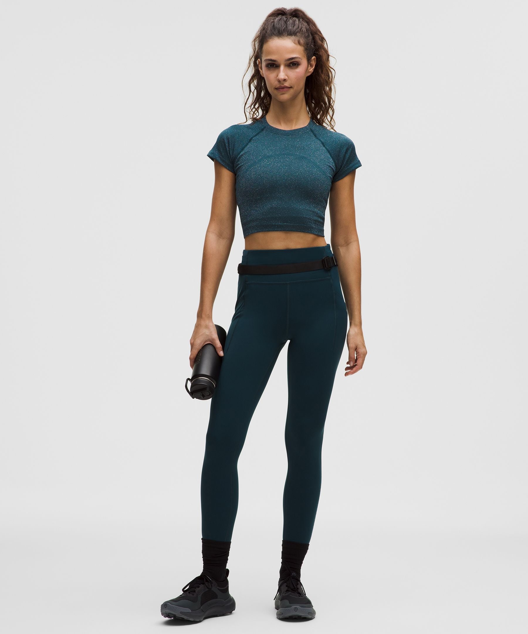Lululemon Women's Swiftly Tech Cropped Short-Sleeve Shirt 2.0 *Sparkle
