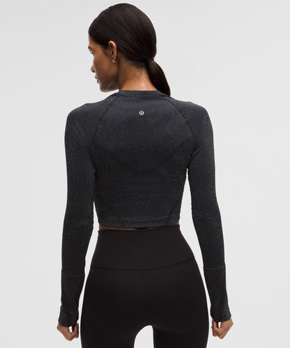 Lululemon Women's Swiftly Tech Cropped Long-Sleeve Shirt 2.0 *Sparkle