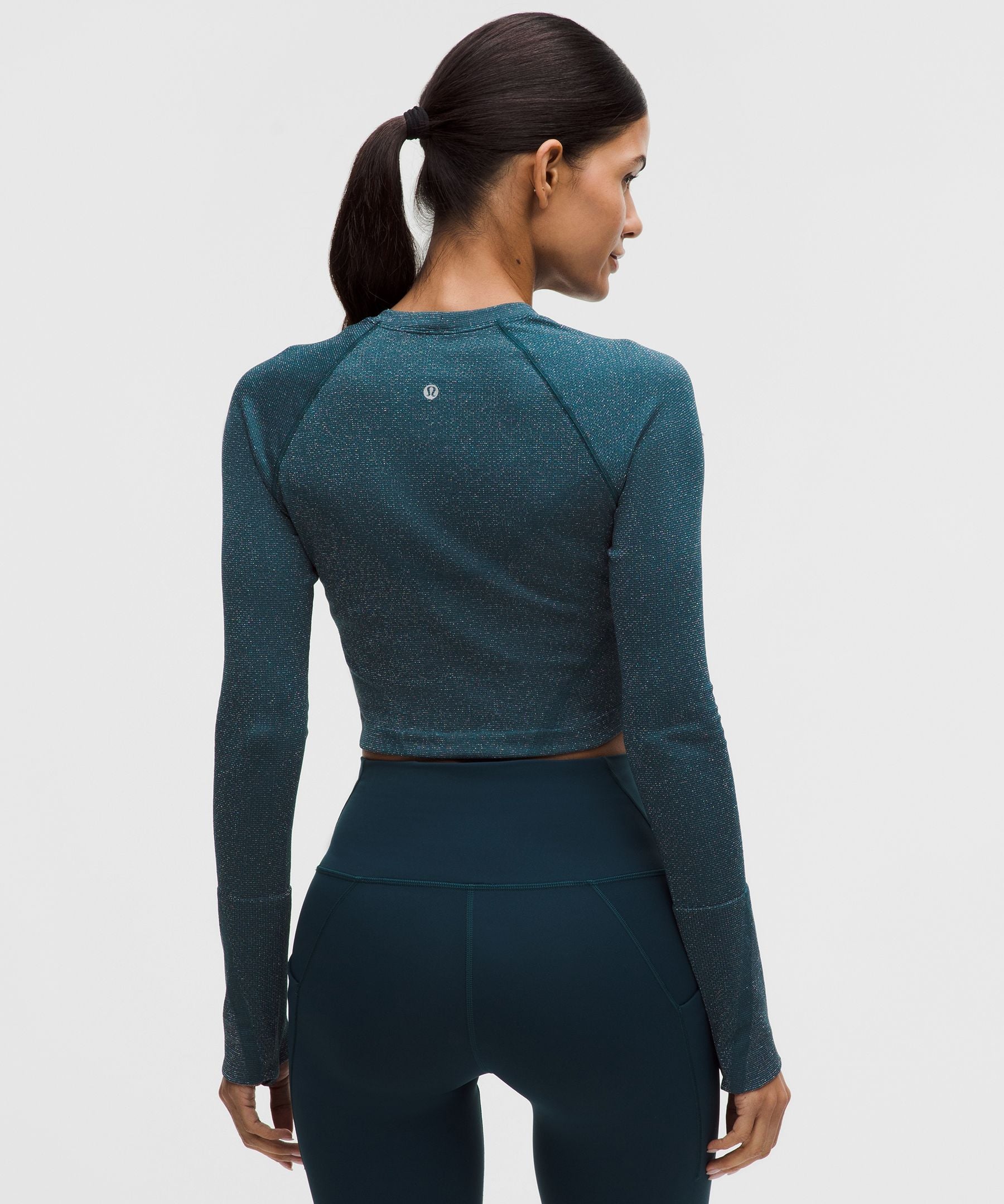Lululemon Women's Swiftly Tech Cropped Long-Sleeve Shirt 2.0 *Sparkle