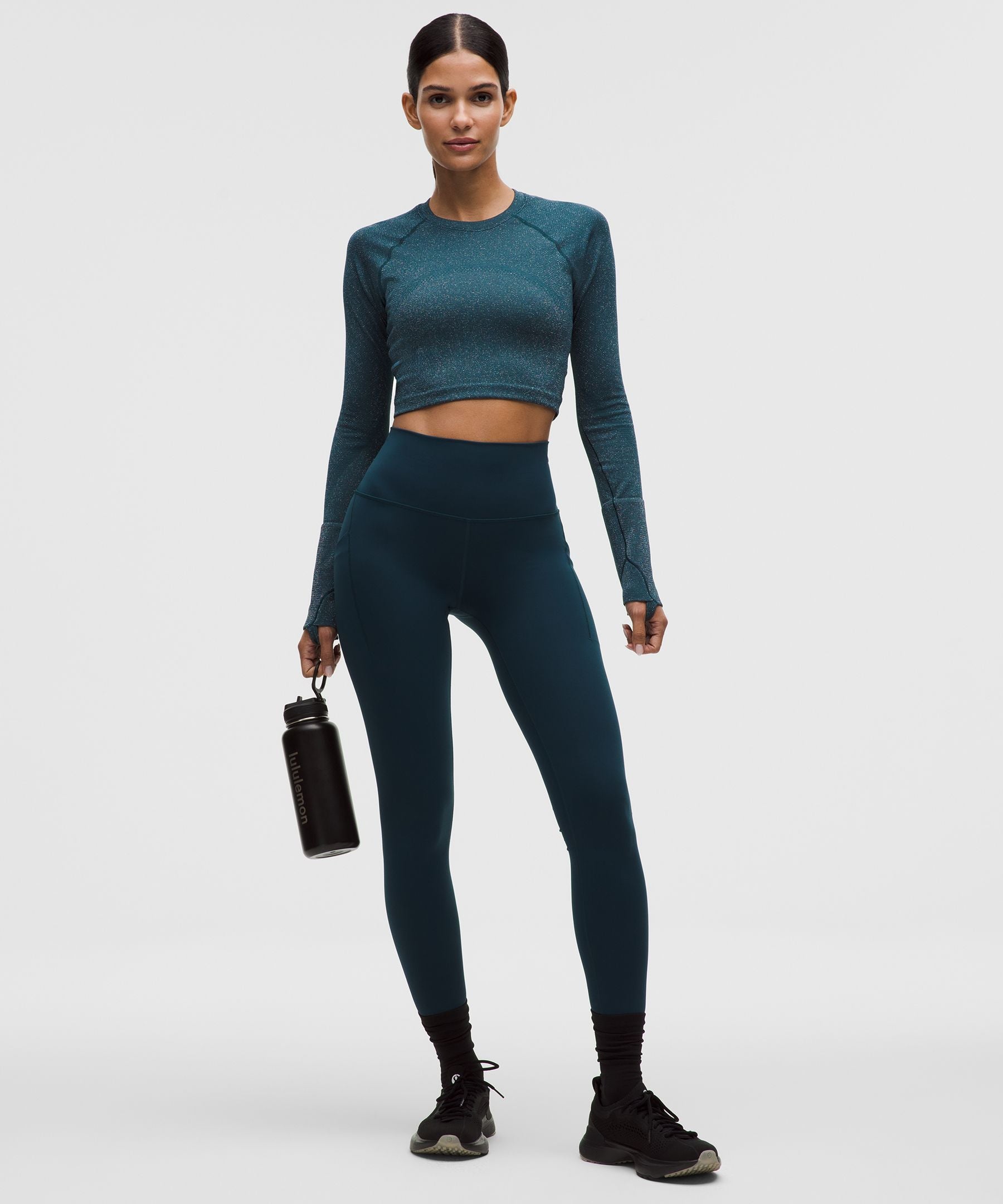 Lululemon Women's Swiftly Tech Cropped Long-Sleeve Shirt 2.0 *Sparkle