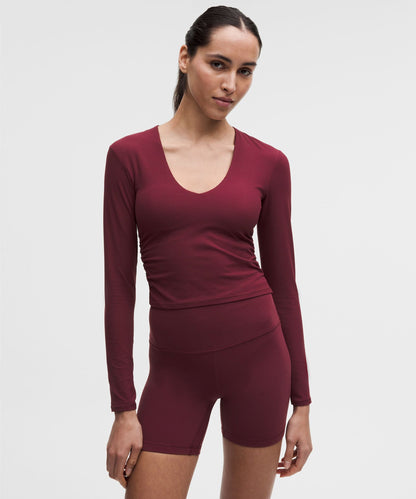 Lululemon Women's All It Takes Ribbed Nulu V-Neck Long-Sleeve Shirt *B-D Cups