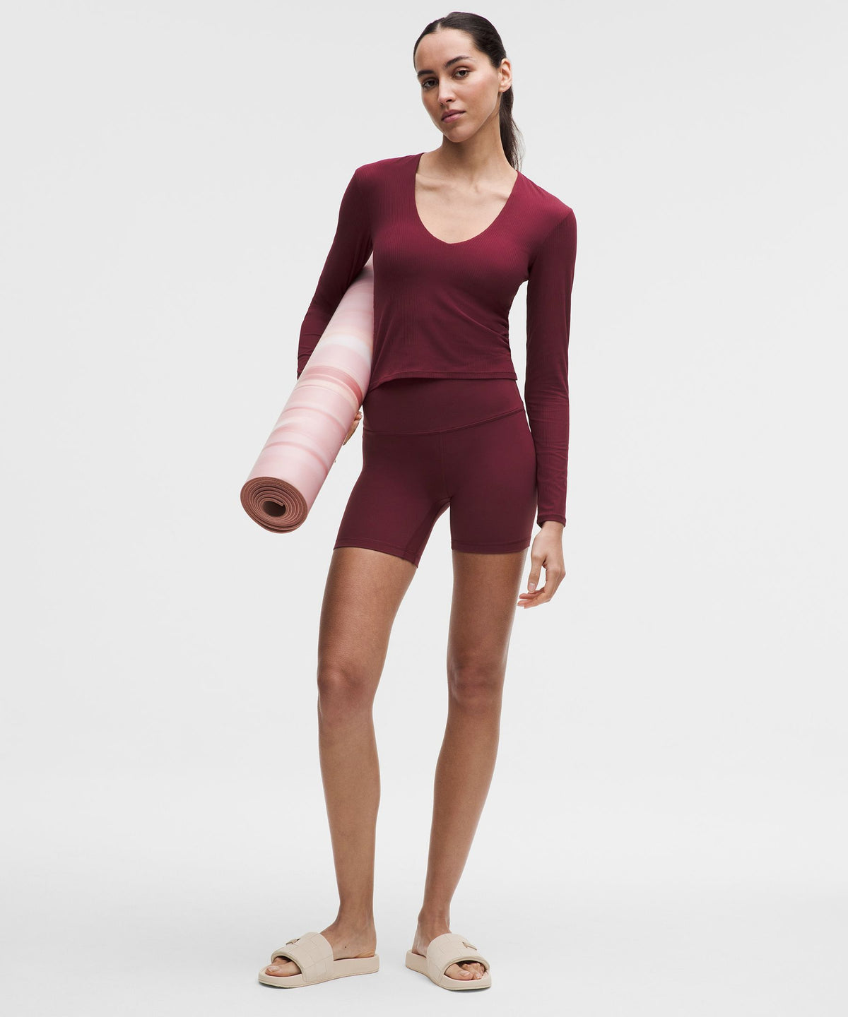 Lululemon Women's All It Takes Ribbed Nulu V-Neck Long-Sleeve Shirt *B-D Cups