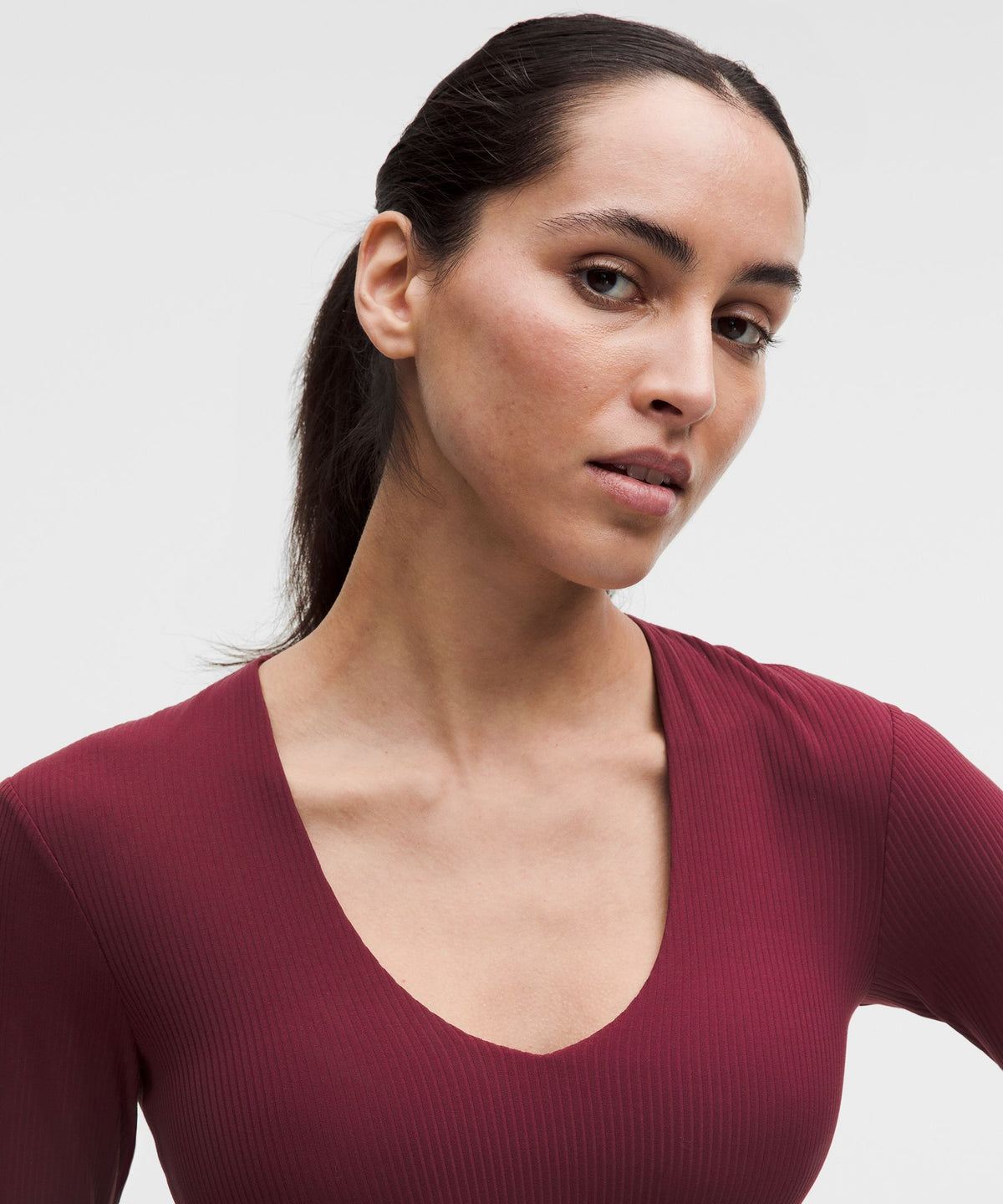 Lululemon Women's All It Takes Ribbed Nulu V-Neck Long-Sleeve Shirt *B-D Cups