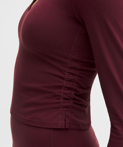 Lululemon Women's All It Takes Ribbed Nulu V-Neck Long-Sleeve Shirt *B-D Cups