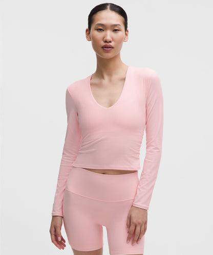 Lululemon Women's All It Takes Ribbed Nulu V-Neck Long-Sleeve Shirt *B-D Cups