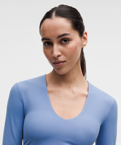 Lululemon Women's All It Takes Ribbed Nulu V-Neck Long-Sleeve Shirt *B-D Cups