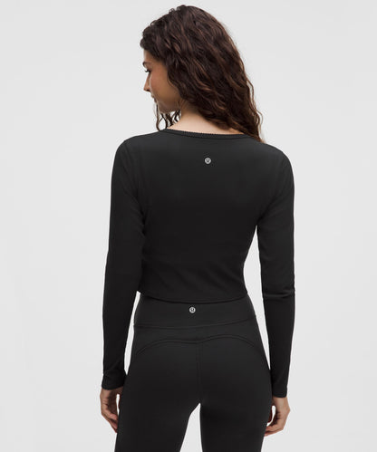 Lululemon Women's Nulu Ribbed Wrap-Front Long-Sleeve Shirt *Heart