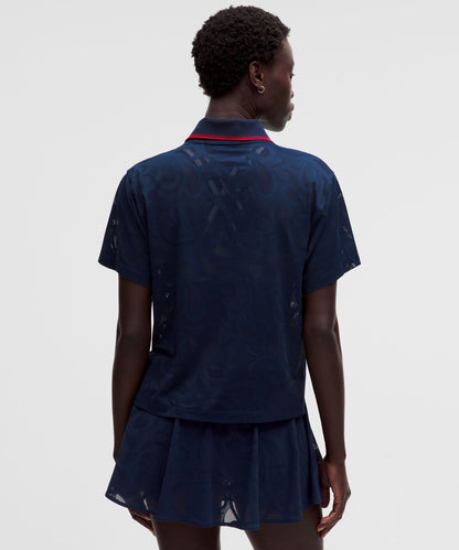 Lululemon Paisley-Mesh High-Neck Tennis Polo Shirt