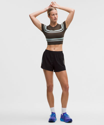 Lululemon Women's Swiftly Tech Cropped Short-Sleeve Shirt 2.0 *Stripe