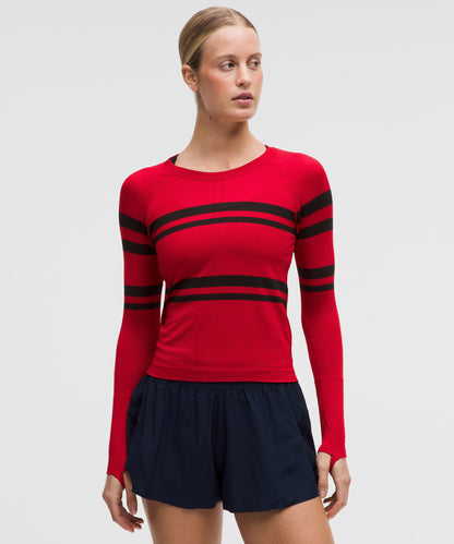 Lululemon Women's Swiftly Tech Long-Sleeve Shirt 2.0 Waist Length *Stripe