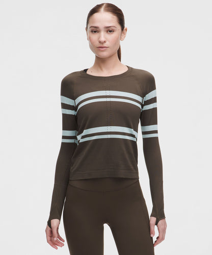 Lululemon Women's Swiftly Tech Long-Sleeve Shirt 2.0 Waist Length *Stripe