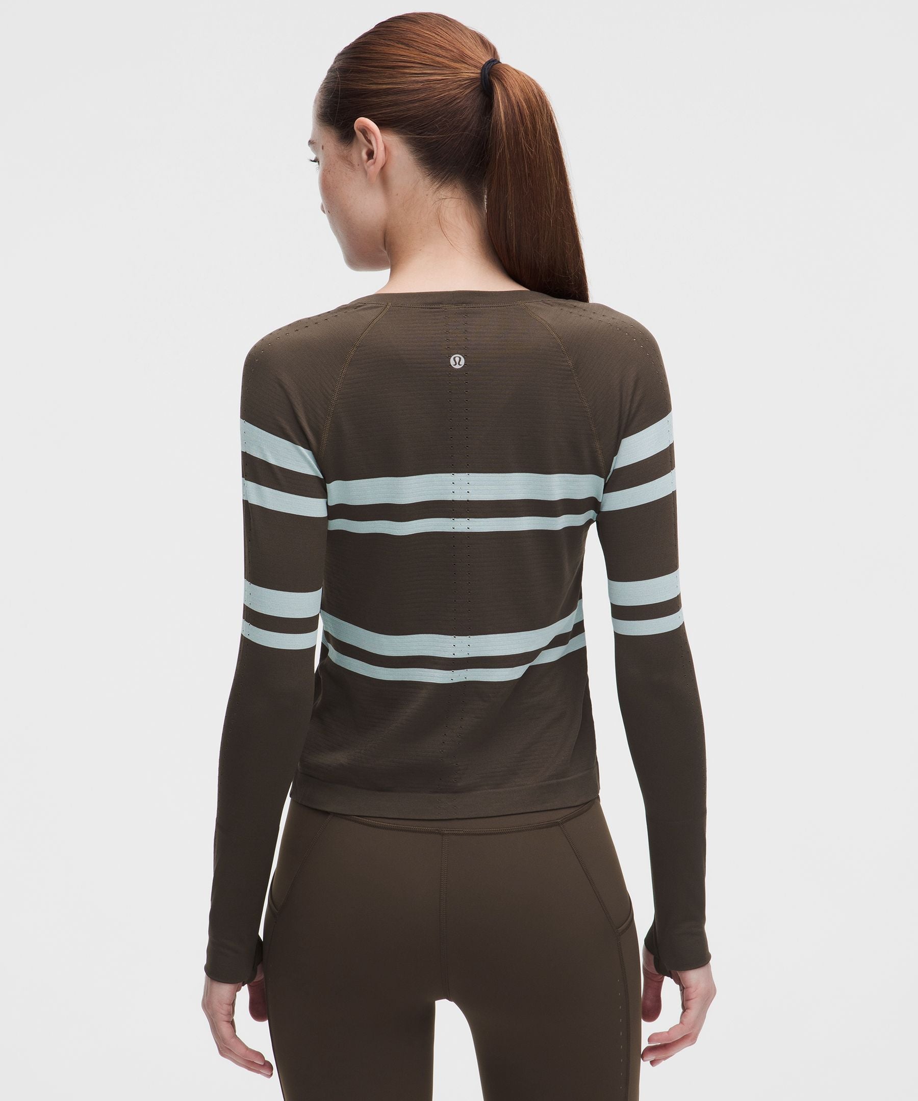 Lululemon Women's Swiftly Tech Long-Sleeve Shirt 2.0 Waist Length *Stripe