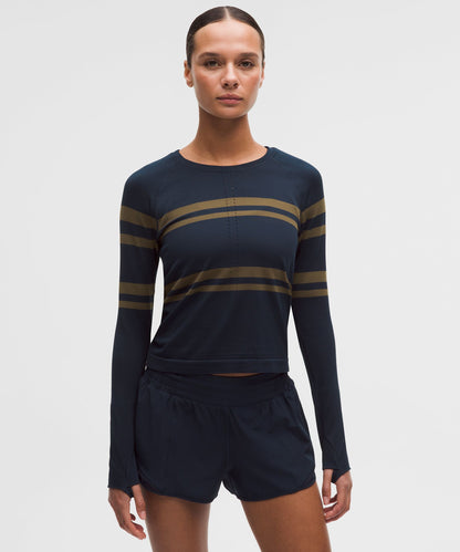 Lululemon Women's Swiftly Tech Long-Sleeve Shirt 2.0 Waist Length *Stripe