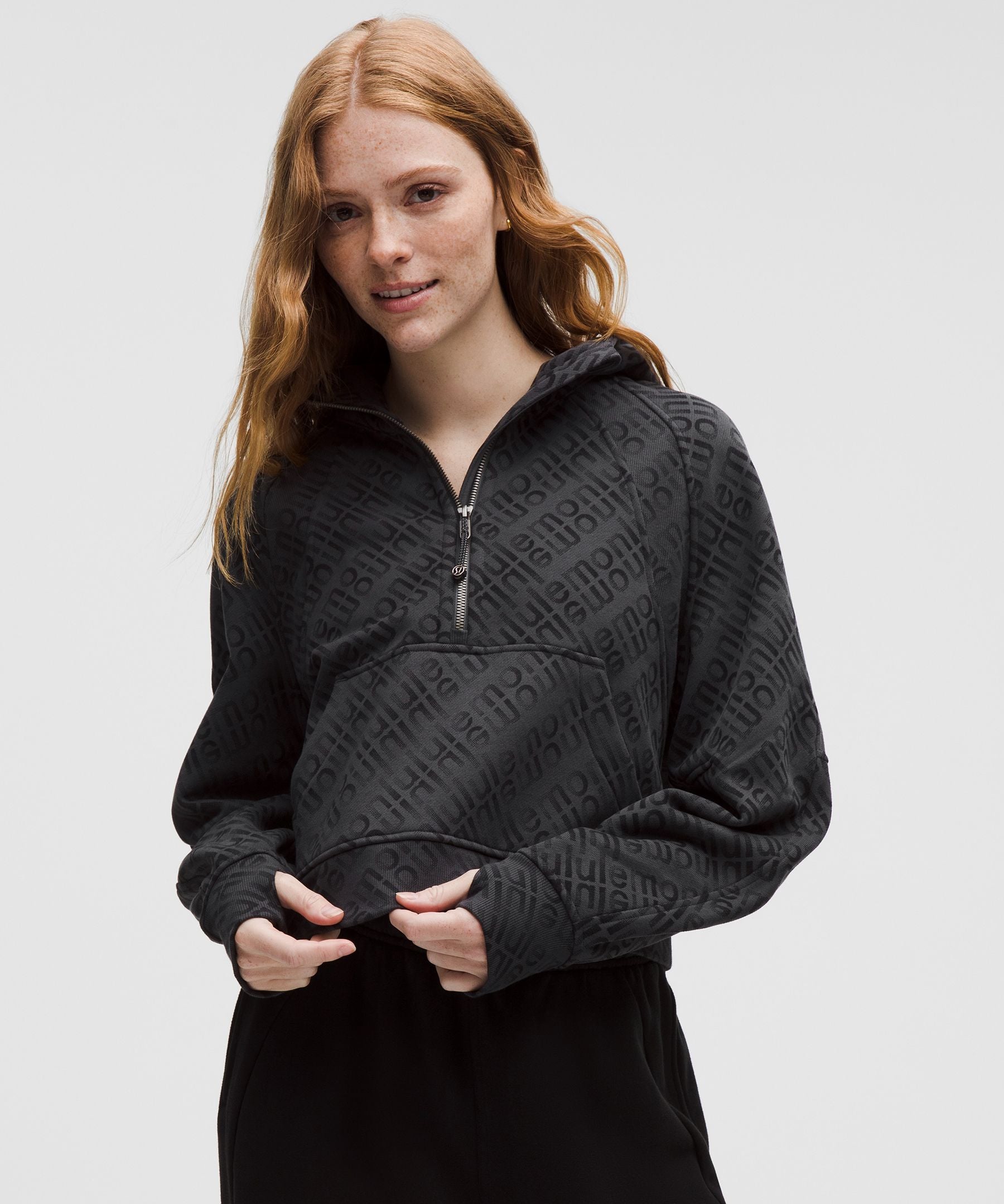 Lululemon Scuba Oversized Half-Zip Hoodie Flux Wordmark WP Black Multi