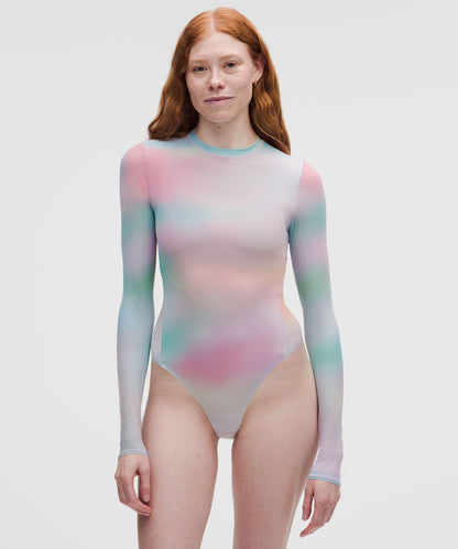 Lululemon Women's Wundermost Ultra-Soft Nulu Mesh Long-Sleeve Crewneck Bodysuit *Pride