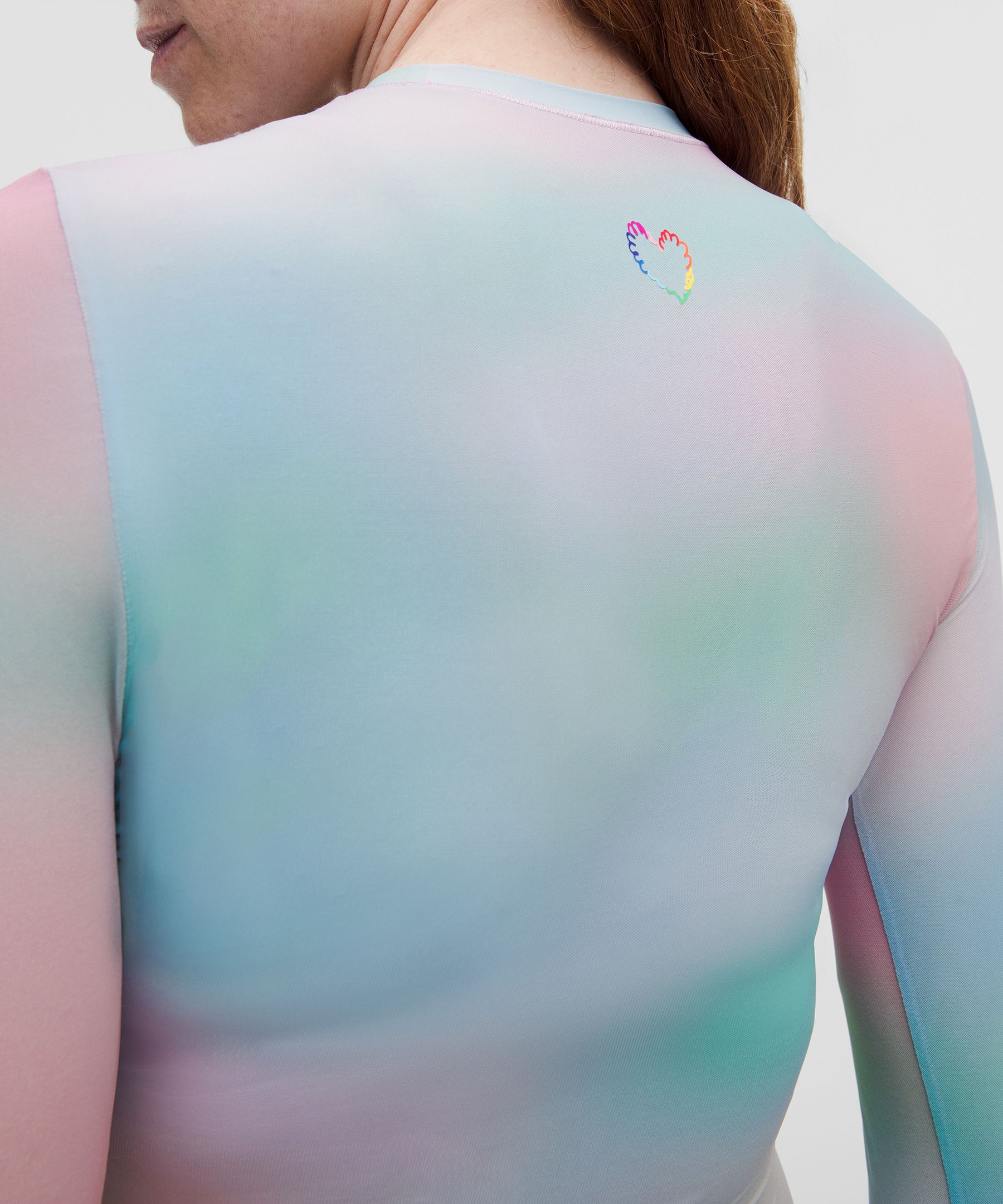Lululemon Women's Wundermost Ultra-Soft Nulu Mesh Long-Sleeve Crewneck Bodysuit *Pride