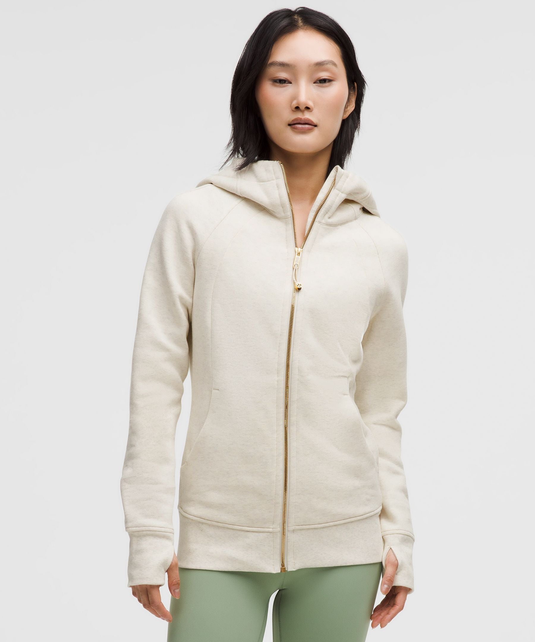 Lululemon Scuba Full-Zip Hoodie Heathered Light Ivory/Gold