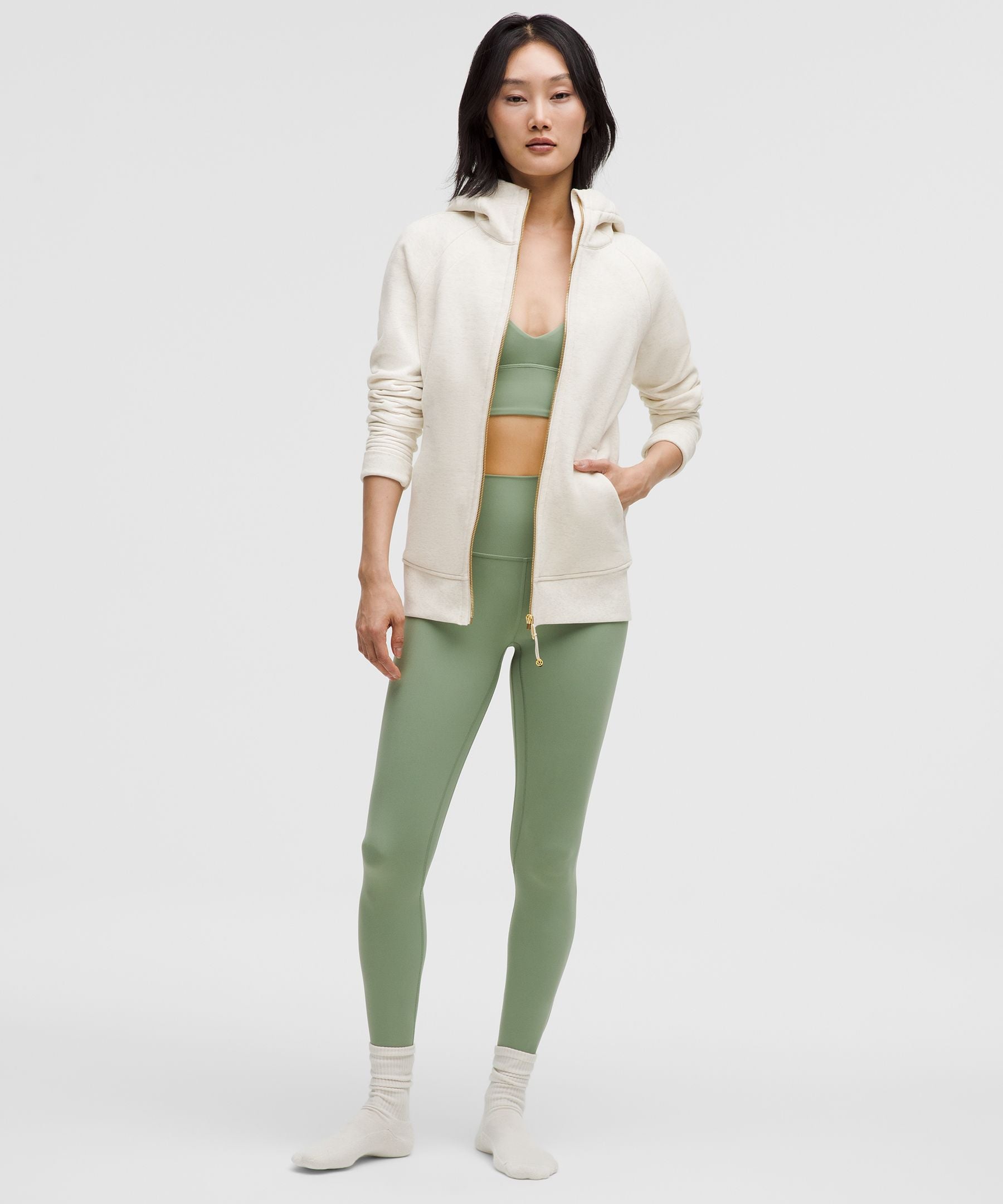 Lululemon Scuba Full-Zip Hoodie Heathered Light Ivory/Gold