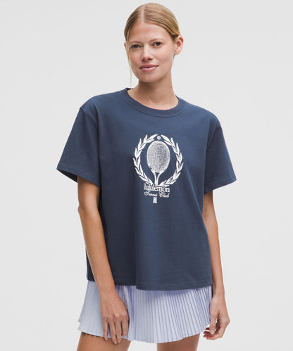 Lululemon Women's Relaxed-Fit Cotton T-Shirt Tennis Club, front