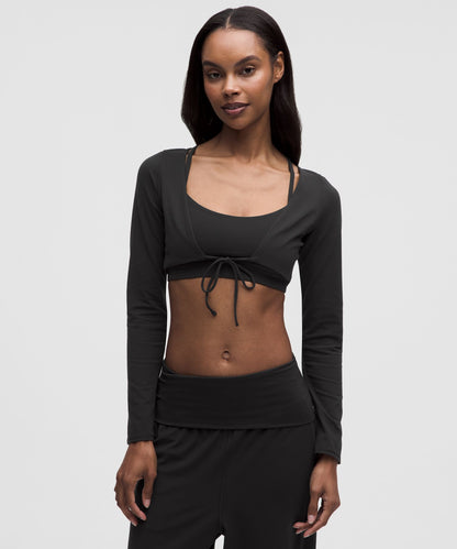 Lululemon Women's Nulu Mesh-Back Tie-Front Cropped Cardigan