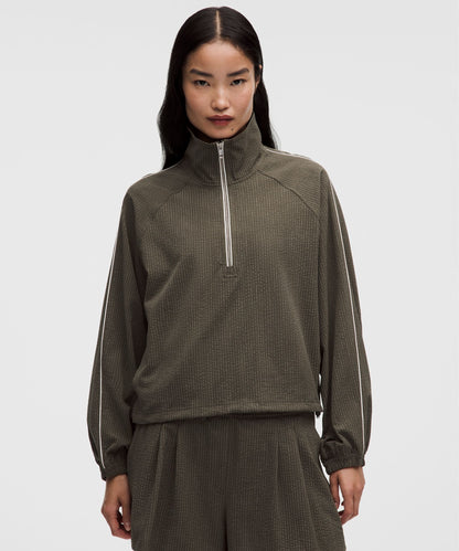 Lululemon Seersucker WovenAir Funnel-Neck Half Zip