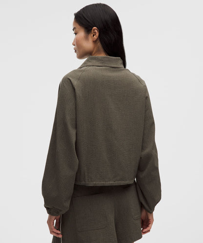 Lululemon Seersucker WovenAir Funnel-Neck Half Zip