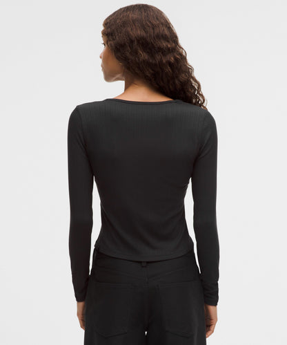 Lululemon Women's Hold Tight Micro-Rib V-Neck Long-Sleeve Shirt