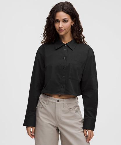 Lululemon Women's Woven Cropped Button-Up Long-Sleeve Shirt