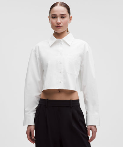 Lululemon Women's Woven Cropped Button-Up Long-Sleeve Shirt