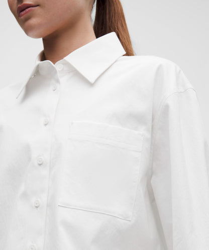 Lululemon Women's Woven Cropped Button-Up Long-Sleeve Shirt